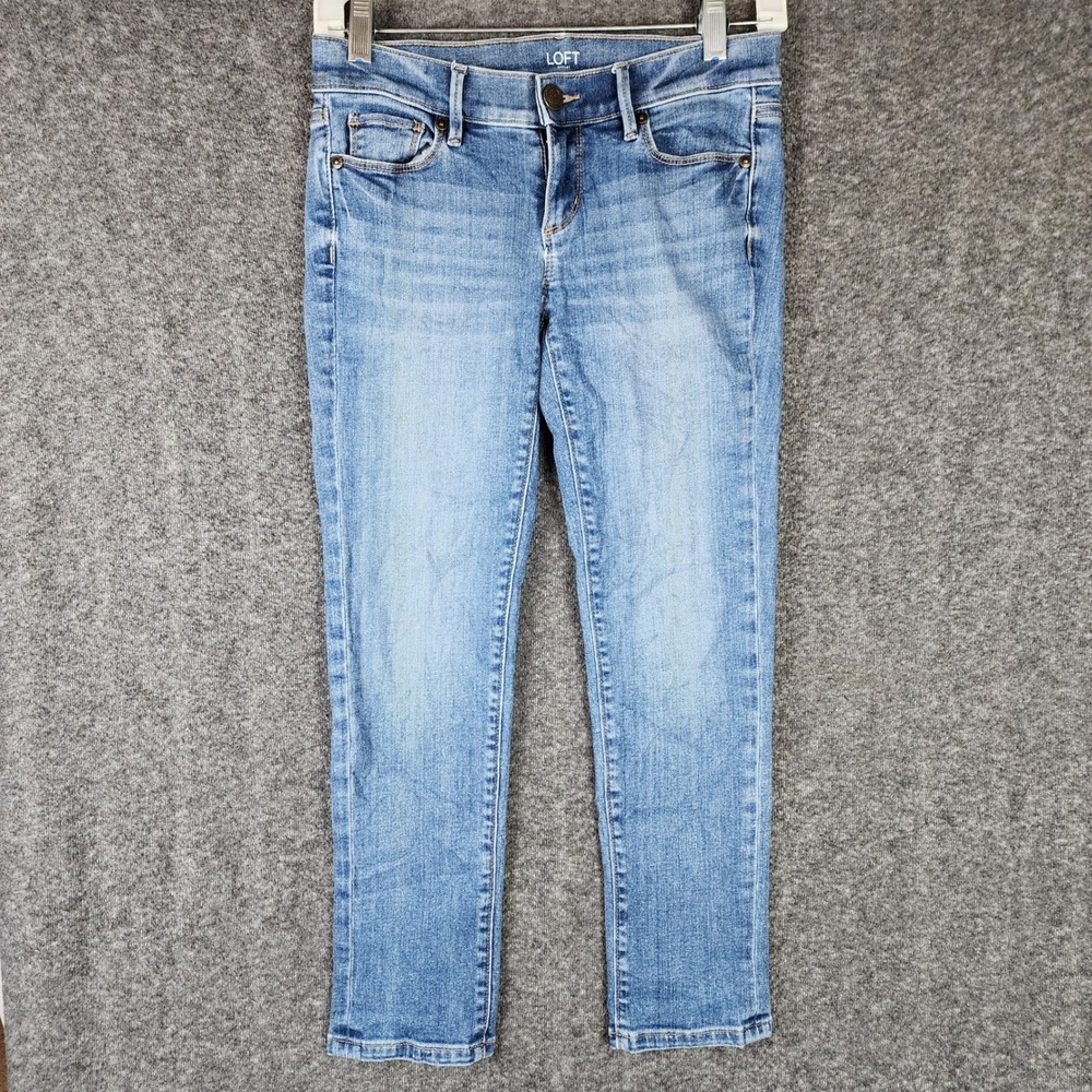 Loft Outlet Jeans Womens 0P Modern Cuffed Crop Blue Stretch Denim EUC
